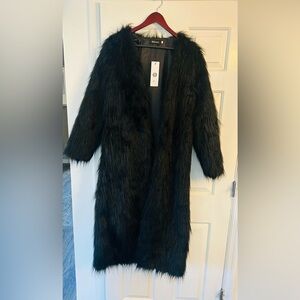 Aixiru Chic Black Faux Fur New Maxi Coat